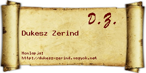 Dukesz Zerind névjegykártya